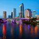 Florida Tampa skyline at sunrise in US