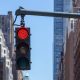 red traffic light in the city